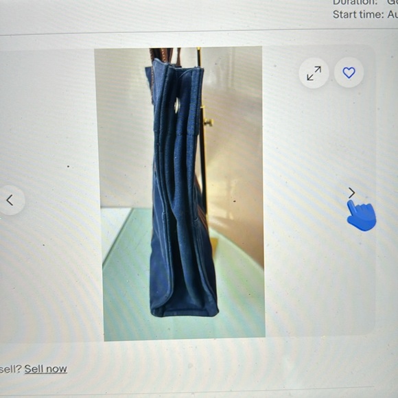 HERMES Paris Fourre Tout MM Navy/Brown Canvas Tote, Hand Bag. Made In France - Picture 12 of 14